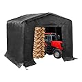 8x8x8 FT Storage Shed Tent, Heavy Duty Waterproof Carport with Roll-up Zipper Door, Portable Garages Storage Shelter for Motorcycles, Bikes and Outdoor Tools, Black