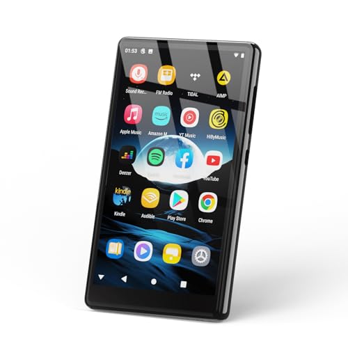 160GB MP3 Player with Bluetooth and WiFi, 5 Android MP4 Player, Kids Player with Speakers, Music Player with Spotify, YouTube, Play Store (Black)