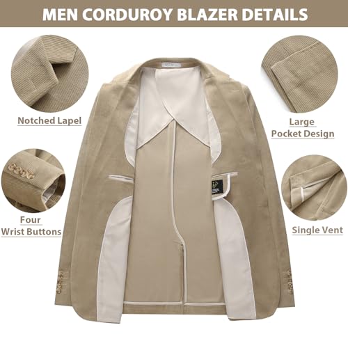 Men's Casual Corduroy Blazer Slim Fit One Button Jacket Fashion Sport Coat4