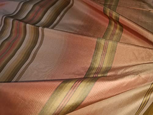 Taffetas 100 % soie rayée rose et vert en laize de 142,2 cm - 4