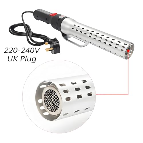 ipalmay Fast Electric Fire Starter,Lump Charcoal Starter,Barbeque & Stove Lighter, 2000W Rapid Heating Air Ignites Charcoal in 60 Seconds, (Silver White)