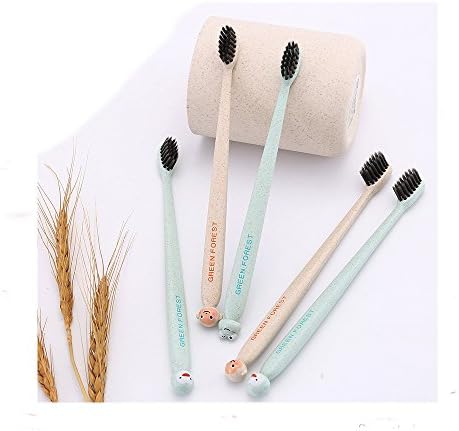Portable Travel Toothbrush Soft Bamboo Charcoal Wheat Stalk Handle Oral Care Nano-antibacterial Toothbrush Cute Mini Heads