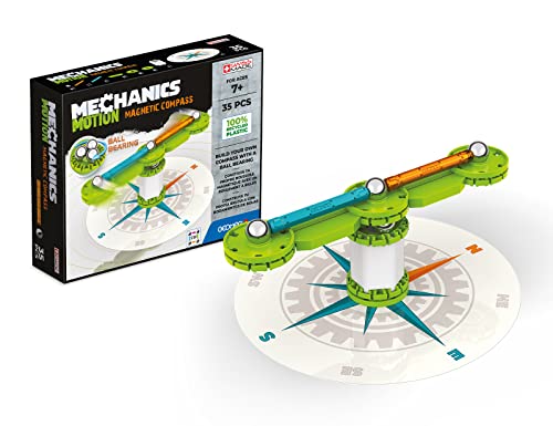 Geomag - Mechanics Motion Magnetic Compass - Juego Educativo y Creativo para Niños - Bloques de Construcción Magnéticos, Brújula con Bloques Magnéticos - Juego de 35 Piezas