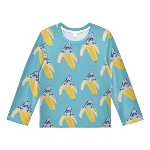 CaTaKu Boys Rash Guard Long Sleeve Swim Shirts for Toddler Rashguard Sun Shirt Kids Girls UPF 50+ Swimwear for 3-12Y