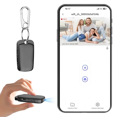 QENULORT 128GB Mini Camera, 1080P, AI Motion Detection, WiFi Remote View, Night Vision, Portable HD Security Recorder for Home, Office, Pets