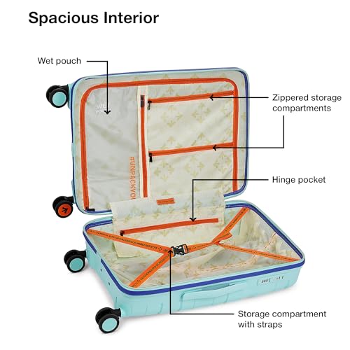 Image of Nasher Miles Cannes Hard-Sided Polypropylene Check-in Luggage 28 inch | 75cm | 8 Wheels Large Trolley Bag for Travel | Suitcase (Pastel Green Blue)