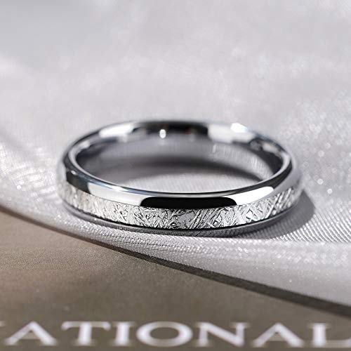 THREE KEYS JEWELRY 4mm 6mm 8mm Tungsten Wedding Ring Imitated Meteorite Silver Polished Band3