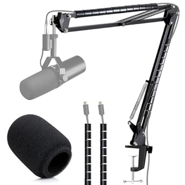 YOUSHARES Braço Articulado para Microfone - Compatível com Microfones Shure Sm7B, Sm7Db, Blue Yeti, Hyperx Quadcast, Quadcast S, Solocast, Fifine Am8, Rode, Razer, Microfones para Jogos e A Maioria