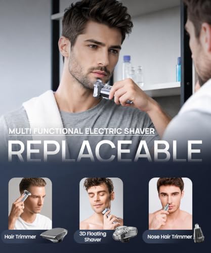 Image of Electric Razor for Men๏ผ10,000RPM High-Speed Motor, IPX8 Waterproof, ๐๐ฉ๐ ๐ซ๐๐๐๐ ๐๐ฎ๐ซ๐ฏ๐๐ ๐๐๐ณ๐จ๐ซ ๐
๐จ๐ข๐ฅ,Quick Charge & Travel Lock๏ผGifts for Men Husband Father