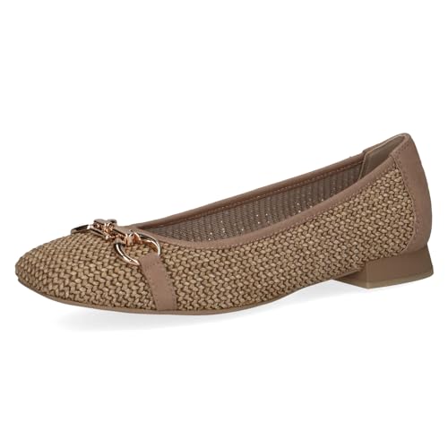CAPRICE Ballerines Femme en Raphia Élégantes, Marron (Bark Comb), 39 EU