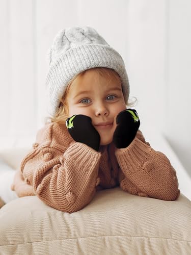 Image of Geyoga 3 Pairs Kids Mittens Winter Stretchy Knit Gloves Winter Dinosaur Full Finger Toddler Mittens for Boys Girls