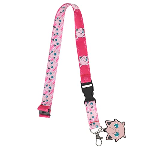 Lacet Pokemon Rondoudou avec attache de sécurité anti-étranglement et charme en métal