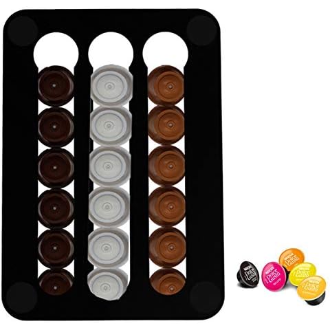 Coffee Pod Holder for Dolce Gusto Capsules, Capsule Storage Rack up to 18 Pods Pack, Mounted Inside/Under The Cabinet, Modern Wall Coffee Organizer Rack Black Cover