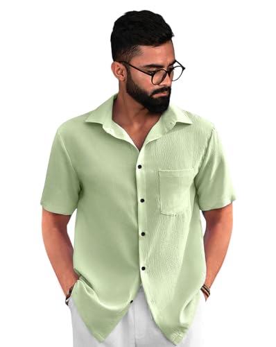 Image of Tee Projekt Solid Shirt for Men's ||Pop corn Shirt|| Solid Shirt for Men's|| Casual Shirt for Men||Half Sleeve Spread Collar Shirt for Men