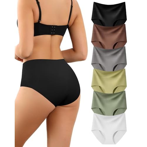 LEVAO Women's High Waist Seamless Underwear Full Coverage Brief No Show Panties Sexy Comfortable Pantie Multi Pack S-XXL