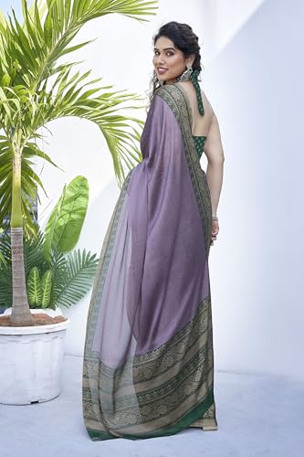 Image of MIRCHI FASHION Women Saree Ethnic Motif Print Chiffon | Breathable Lightweight Plain Weave Sari for Office and Daily Use (Available in 20 Designs)