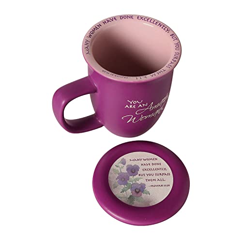 Taza de cerámica con tapa 14 oz color violeta miniatura 4