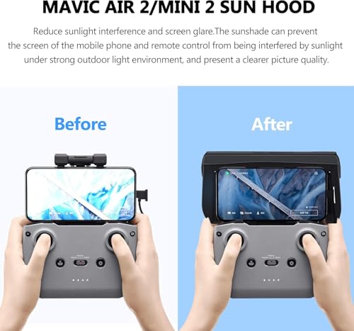 STARTRC Sun Hood Sunshade for DJI Mavic Mini 2/Mavic Air 2 Controller Accessories for 4.4-7.1inch Smartphone Screen - Black