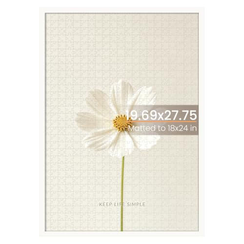 upsimples 19.7x27.6 Puzzle Frame, Display 18x24in with Mat or 50x70cm Without, Wall Hanging 1000 Pieces Puzzles Frames, White, 1 Pack