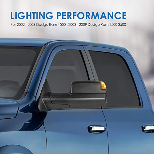 Mostplus Power Heated Towing Mirrors Compatible For 02-08 Dodge Ram 1500 2500 3500 W/Turn Signal Light (Set Of 2)(This Item Will Require Further Modification) #TOP6