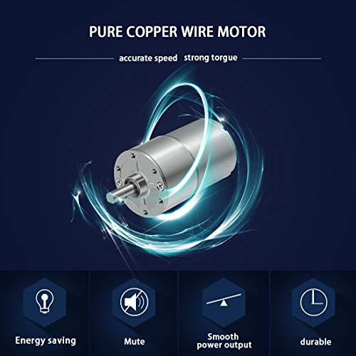 LMioEtool DC Gear Motor, High Torque Reversible Electric Geared Motor - with Centric Output Shaft Gearbox (12V/5RPM)