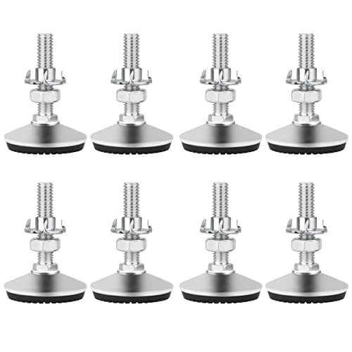 Drenky Pies Niveladores, 8 Piezas Patas Nivelador para Muebles Cocina M10 x 50mm Patas Regulables de Acero con Base de Goma Antideslizante y Tuerca en T