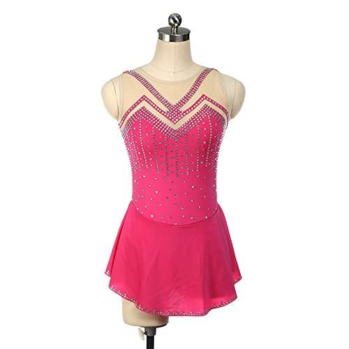 Body de patinage artistique avec jupe de gymnastique et danse rose 3XS