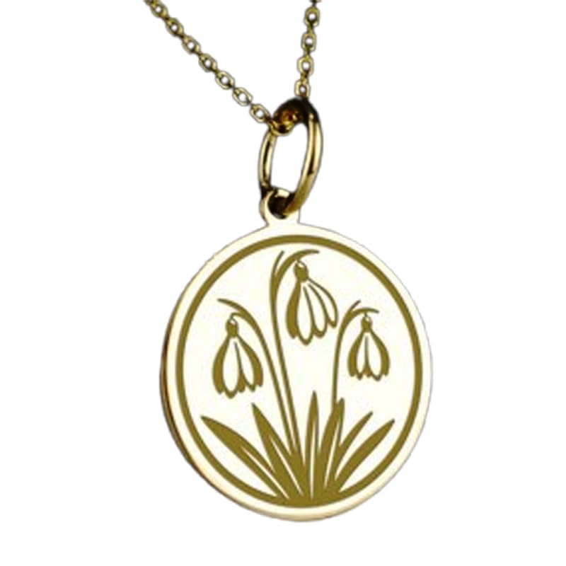 Collier perce-neige argent 925 doré LKBEADS pendentif rond gravé 45cm