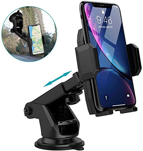 Soporte Movil Coche Avolare Soporte Móvil para Coche Universal para Salpicadero y Parabrisas con Ventosa de Gel Fuerte,Brazo Ajustable,Giro 360 Grados Compatible con iPhone 11/11Pro/X/XR Samsung y Más