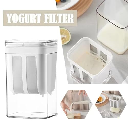 Filtre à yaourt 1100 ML avec passoire fine et boîte transparente pour cuisine - Lot de 4 - 8