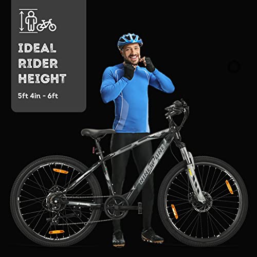 Image of Ninty One Meraki S7 27.5T 7 Speed Electri Cycle with Shimano Acera Gear - Black Grey