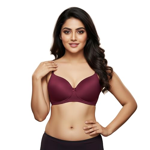 Image of Zivame Padded Non Wired 3 /4Th Coverage T-Shirt Bra - Beet Red
