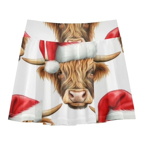 Cute Highland Cow Heads White Athletic Shorts for Girls Skorts Skirts with Shorts Gymnastics Flowy Skirt 3t