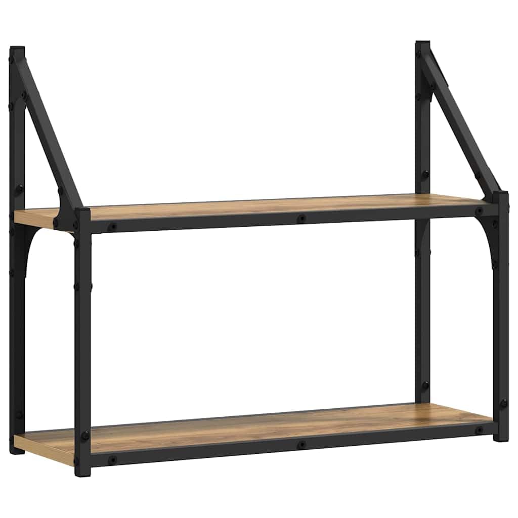 Matte Oak Engineered Wood Floating Wall Shelf | This 60x21x51 cm modern organizer is ideal for displaying books and decor in the living room, bedroom, or kitchen.