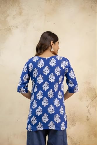 Image of Women's Short Kurti in TopsTunic Rayon Cotton Blend | Ladies Ethnic Tunic