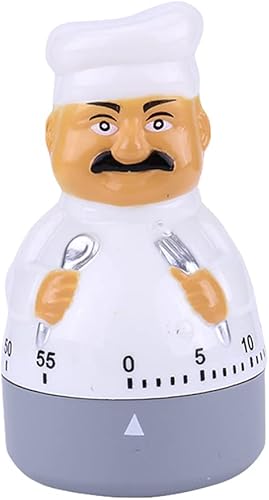 FRCOLOR Temporizador de cocina, temporizador de cocción de 60 minutos, temporizador manual con forma de chef, despertador fuerte, contador de