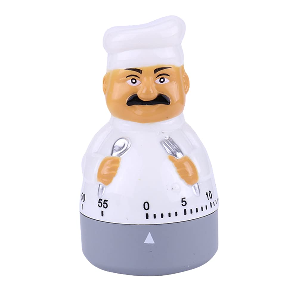 FORgue Kitchen Timer, Cooking Timer 60 Minutes Manual Timer Chef Shaped Loud Alarm Clock Reminder Counter for Kitchen