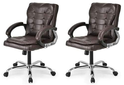 Image of Comfortable Medium Back Revolving Leatherette Chair (2, Coffee, Standard)
