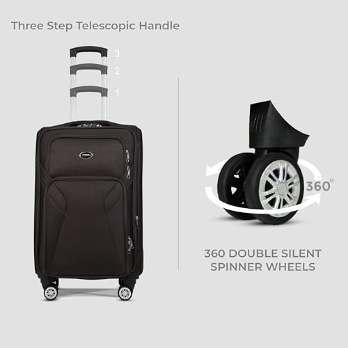 Image of Bite 2-Piece Softside Trolley Luggage Set | 5 Years Warrant | 360 Spinner Wheels, Telescopic Handle, Front Pockets, Twill Fabric, Travel Bag, 5 Years Warranty