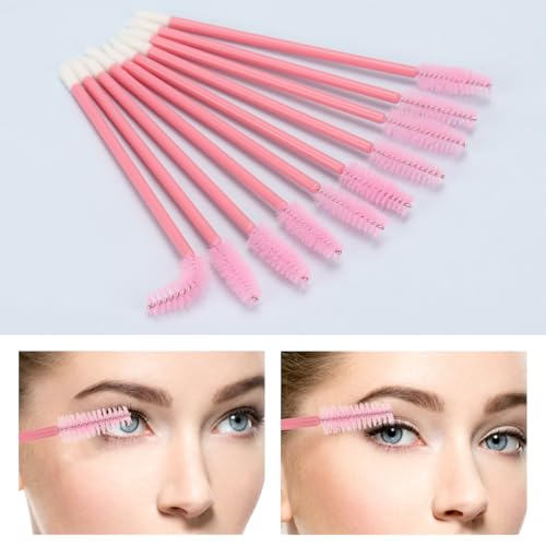 Image of 300 Pcs Disposable Mascara Wands Dual Ended Eyelash Brush Lip Brush, Lipstick Applicator Eyebrow Spoolies for Eyelash Extensions, Portable Makeup Brush for Eyebrow, Lip - Pink