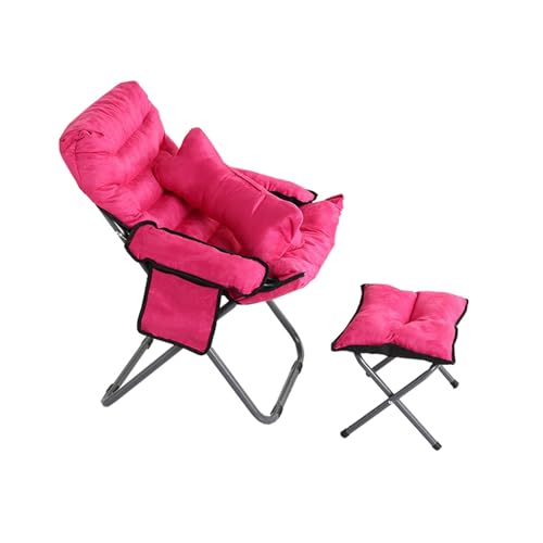 CXFSCD Sillon con Reposapies, Respaldo Ajustable, Silla de Jardín Relax, Diseño Plegable Fácil de Transportar, Agodable sensación al Sentarse(Color:Fucsia)