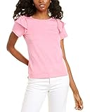Cece Womens Cece By Cynthia Steffe Double Ruffle Sleeve Knit Top, L, Pink