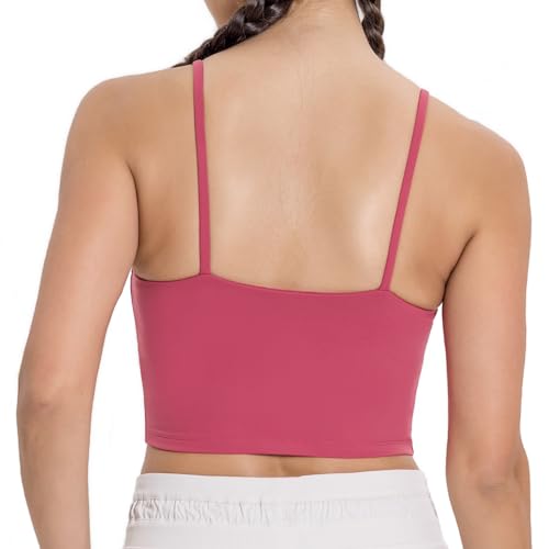 Lemedy Women Padded Sports Bra Fitness Workout Running Shirts Yoga Tank Top (S, Rose), Small