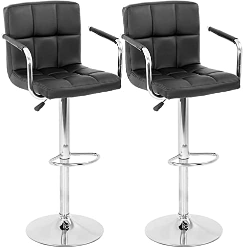 Amazon.com: Bar Stools Set of 2 Black Bar Chairs with Arms, 360 Degree ...