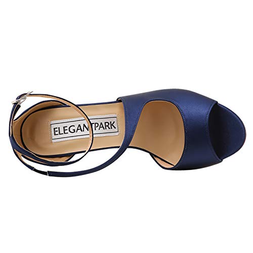 ELEGANTPARK High Heel Sandals for Women Peep Toe Ankle Straps Sandals Buckle Satin Evening Party Prom Wedding Bridal Shoes4