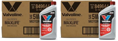 Image of Valvoline Full Synthetic High Mileage with MaxLife Technology SAE 5W-20 Motor Oil 1 QT, Case of 6 (Pack of 2)