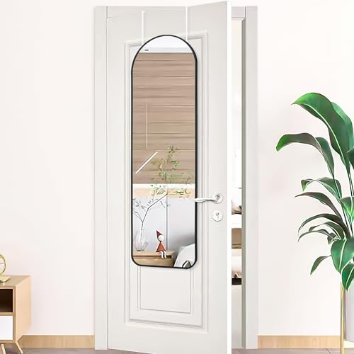 Finewf 47X14 Mirror Full Body Length Door Hanging/Rope Hang/Wall Mounted Metal Frame Arch Mirrors For Bedroom Entryway Dressing Living Room 47 14 Inch Black thumb #4