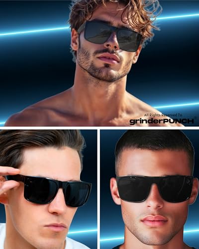 grinderPUNCH XL Super Dark Polarized Sunglasses Big Heads Wide Face, Extra Wide Oversized Lightweight Sunglasses for Sports Driving Glasses, Large Face Fit Blackout Sunglasses