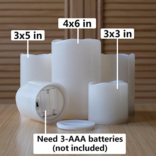 Image of NONNO&ZGF 5 Pack Outdoor Waterproof Flameless Candles, Remote Battery Operated LED Resin Rainproof Pillar Candles (1pcs 4 inch x 6 inch, 2pcs 3 inch x 5 inch, 2pcs 3 inch x 3 inch)