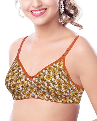 Image of Brida Monica Women's Wide Strap Bra - Soft Hosiery Cotton, Non-Padded, Wireless, Seamless Full Coverage T-Shirt Bra